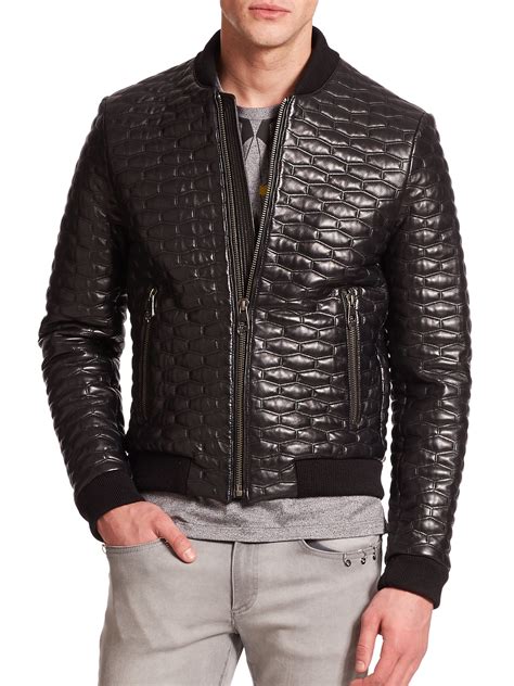 versace quilted leather jacket|Versace leather jacket price.